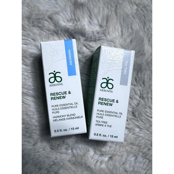 Arbonne Rescue & Renew Pure Essential Oil Tea Tree & Harmony blend oil lot .5 fl - Picture 1 of 4